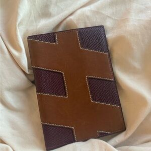 Hermes Brown and Burgundy H-Tag Passport Holder